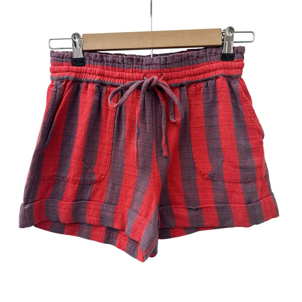 Urban Outfitters Mya Linen Blend‎ Striped Drawstring Elastic Waist Shorts XS NWT